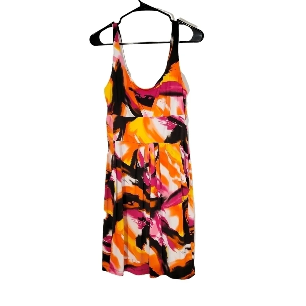 Bissou Bissou Abstract Pink & Orange Mini Dress